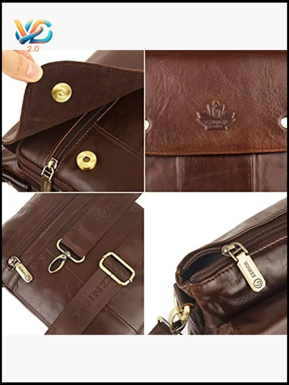 Genuine Leather Messenger Bag Crossbody Shoulder Bag for Travel Work Business